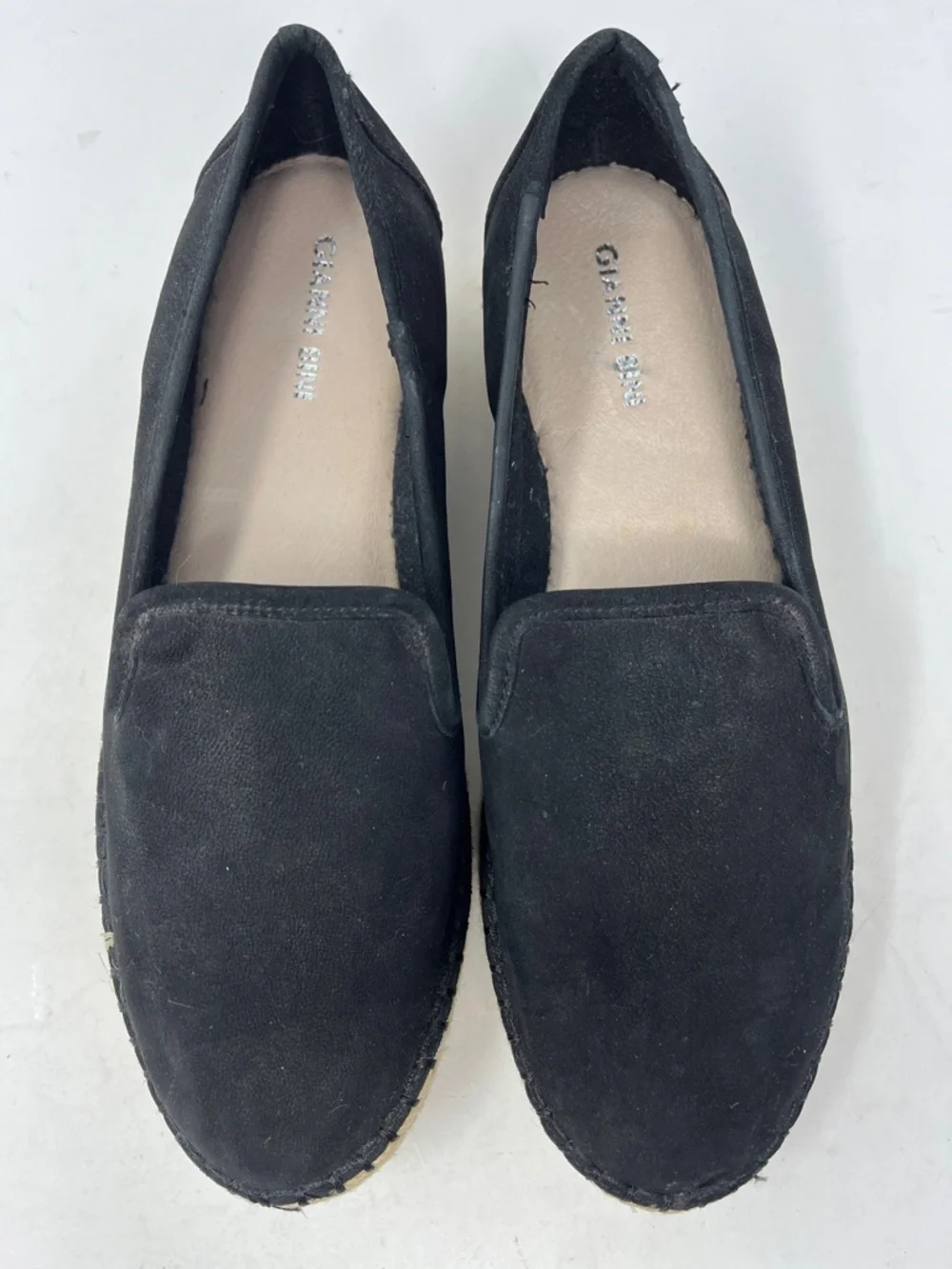 GIANNI BINI MICROSUEDE BLACK  LEATHER UPPER PLATFORM ESPADRILLES LIKE NEW SZ 8.5